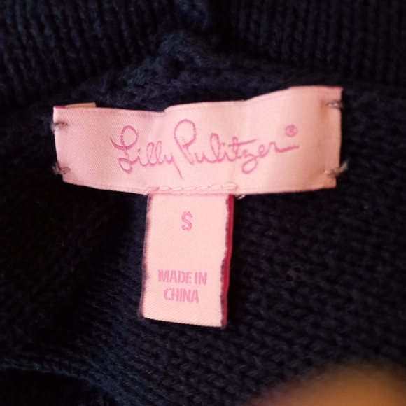 ❌❌SOLD ❌ ❌ Lilly Pulitzer Tatum Fringe Hem Navy Blue Open Cardigan | S - Picture 8 of 9